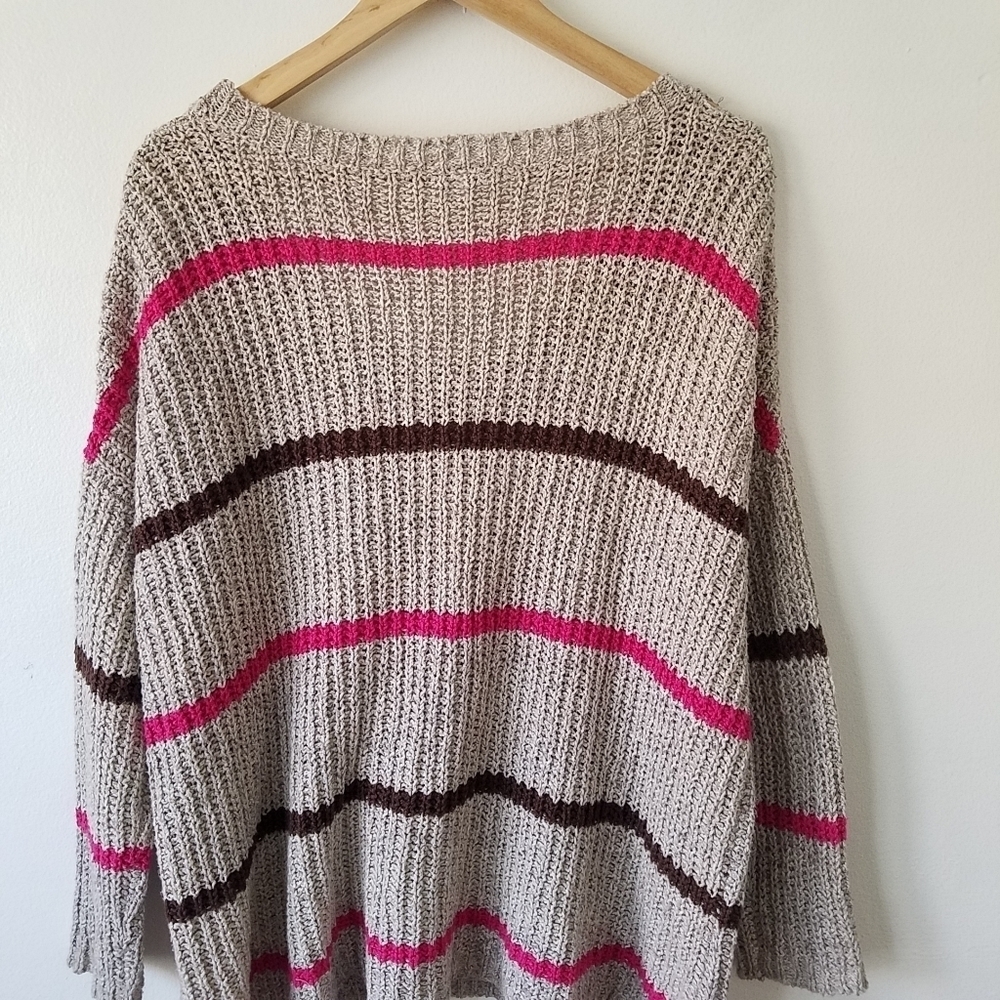 Free People Complete in Stripes Slouchy Longsleeve Pull-over Sweater M - Picture 7 of 11